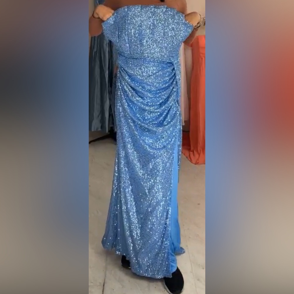 Blue Sequin Dress Prom Pageant Wedding Party